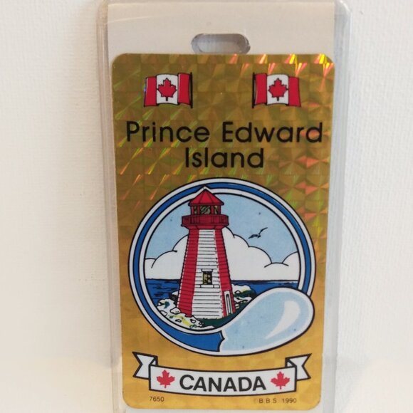 Vintage Holographic-CANADA Prince Edward Island-Luggage Tag Holder-1990 - Picture 2 of 4